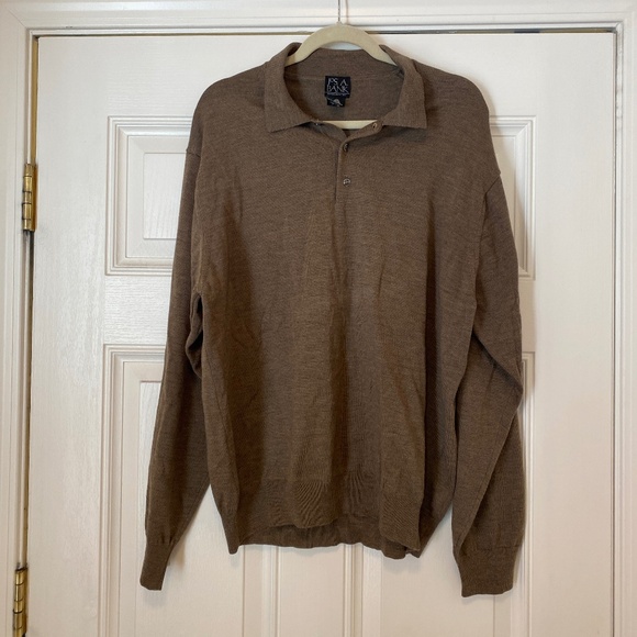 Jos A Bank - Merino Wool,  Long Sleeve Polo, Made in Italy - Picture 1 of 3